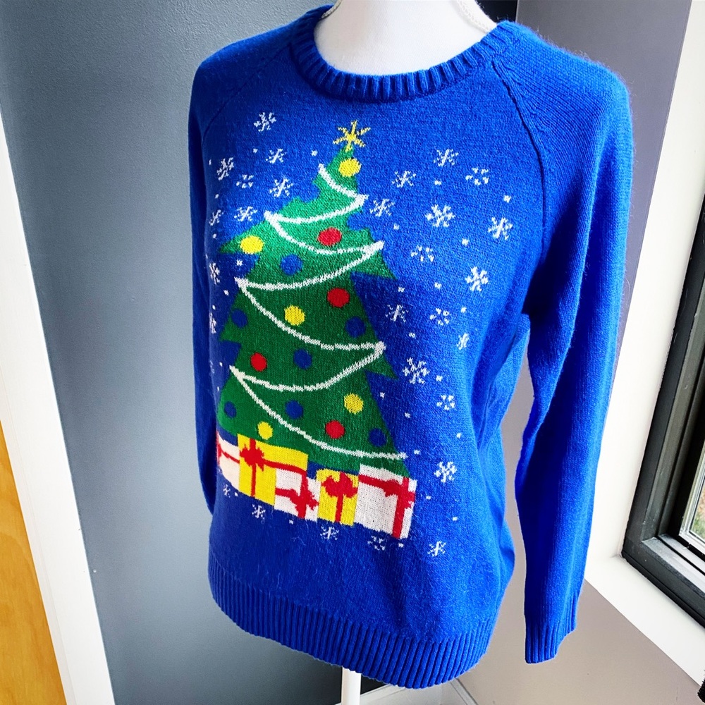 LOL Vintage Blue Xmas Tree Not So Ugly Sweater